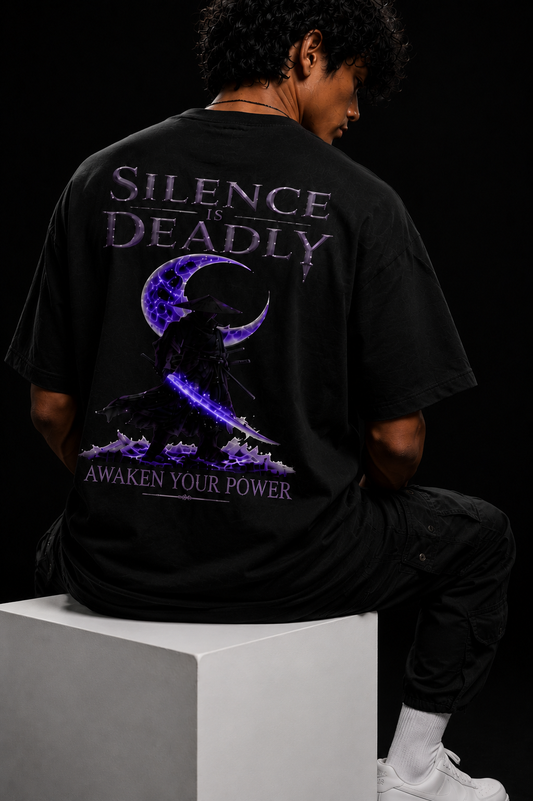 SILENCE IS DEADLY | 240 GSM Premium Oversized T-Shirt