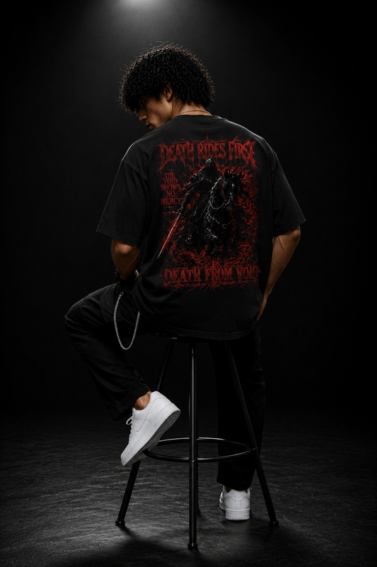 DEATH RIDES FIRST | 240 GSM Premium Oversized T-Shirt